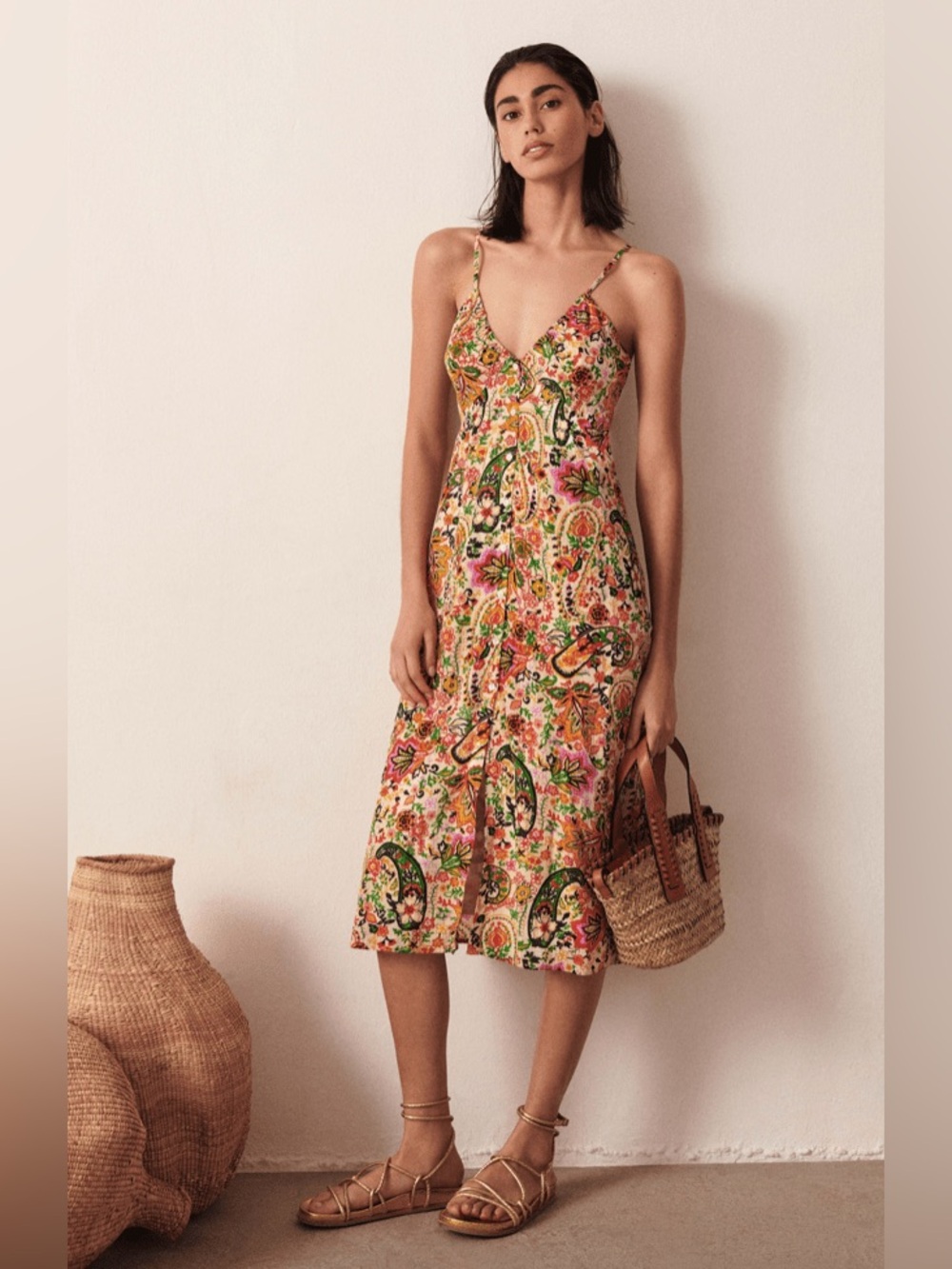 ba&sh Multicolor Floral Midi Slip Dress